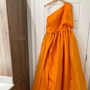 Orange Tulle One Shoulder Ballgown